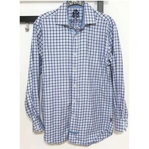 ENGLISH LAUNDRY blue plaid button dress shirt 15 32/33 men Oxford 100% cotton M‎